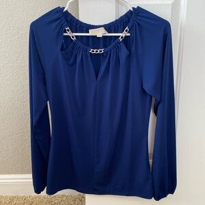 XS MICHAEL Michael Kors Blue Long Sleeve Blouse